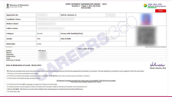 JEE Mains Result 2026