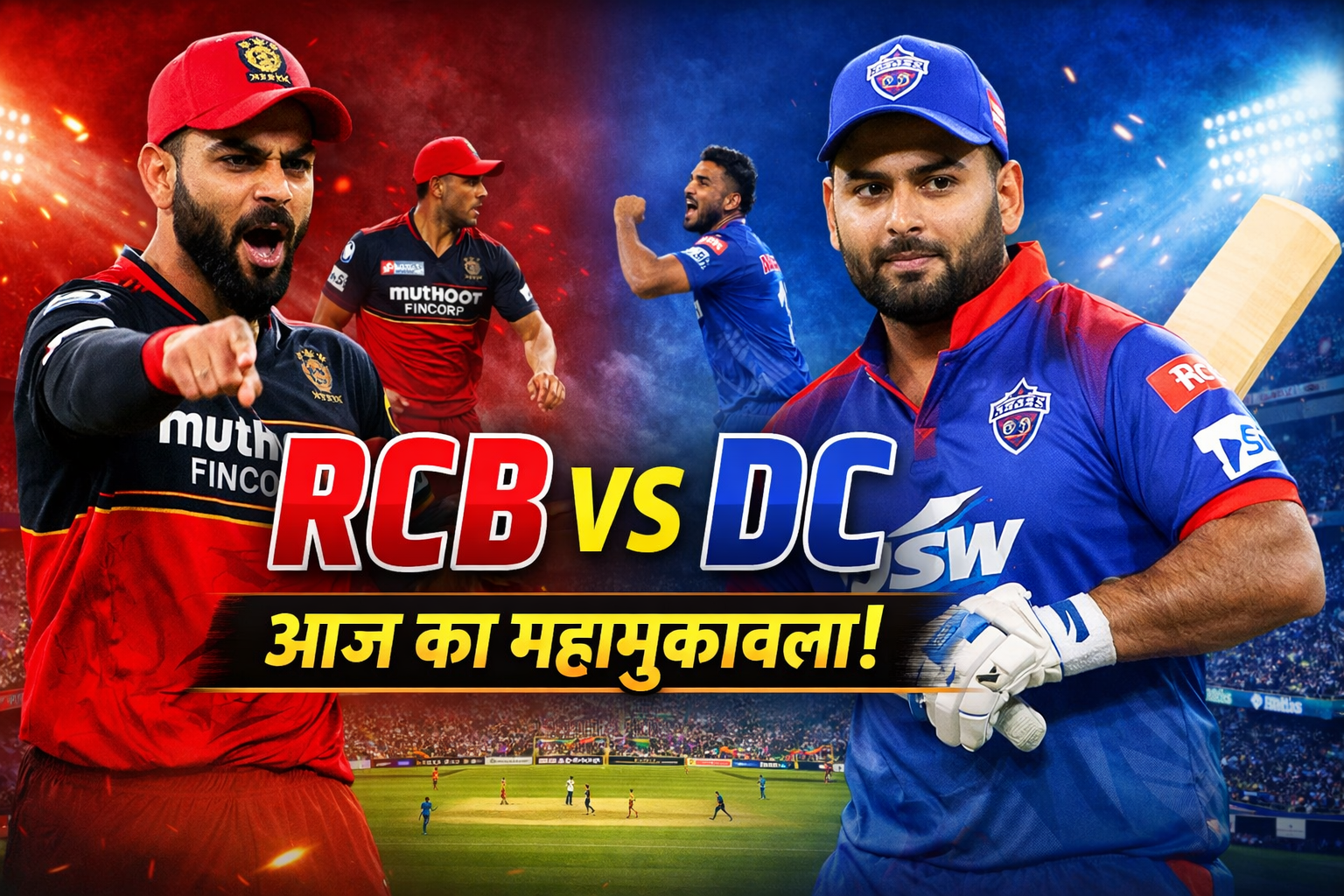 RCB vs DC: आईपीएल में आज का बड़ा मुकाबला